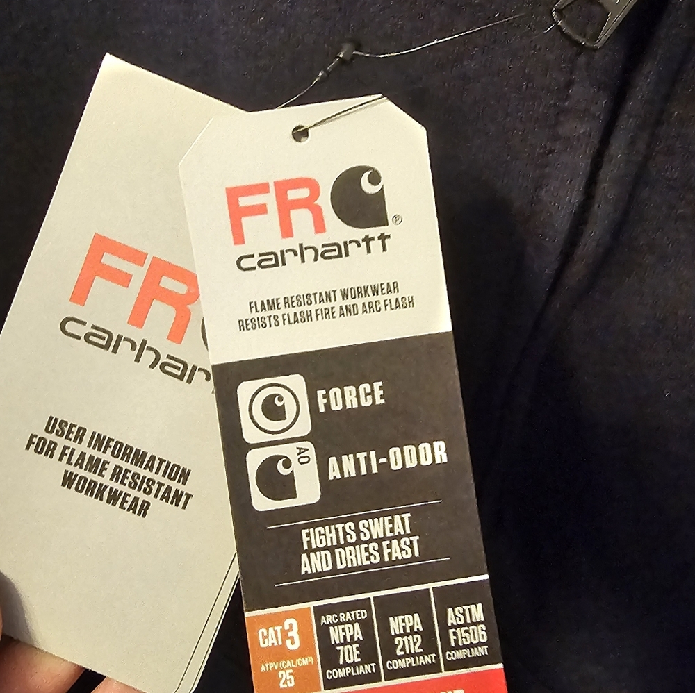 Carhartt FR - CAT 3 - NWT Anti-Odor, Navy Blue Zip-Up Hoodie - Picture 3 of 8
